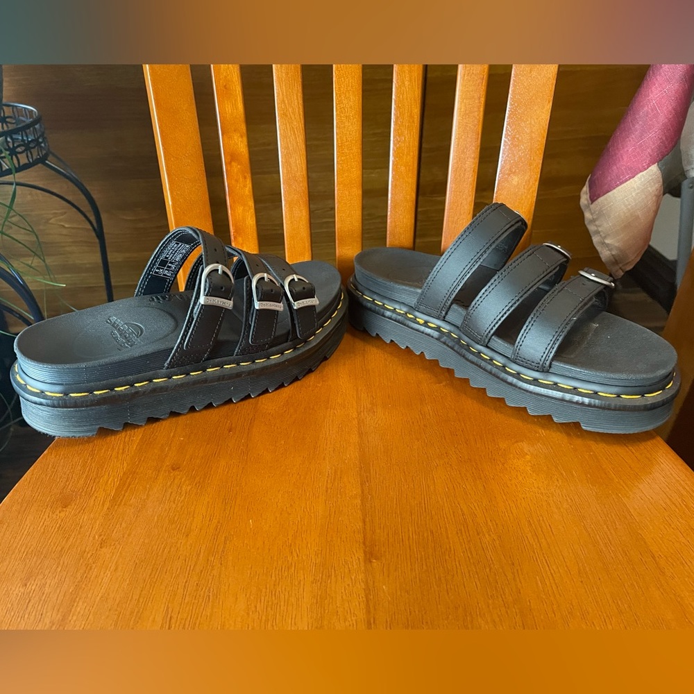 Dr. Martens Women's Blaire Hydro Leather Slide Sandals - Picture 2 of 12